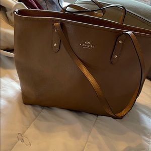 Tan coach tote
